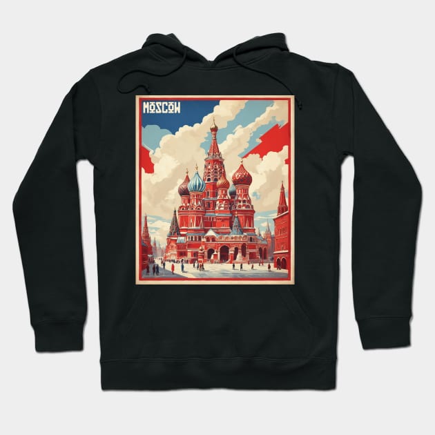 Red Square Russia Vintage Tourism Poster Hoodie by TravelersGems